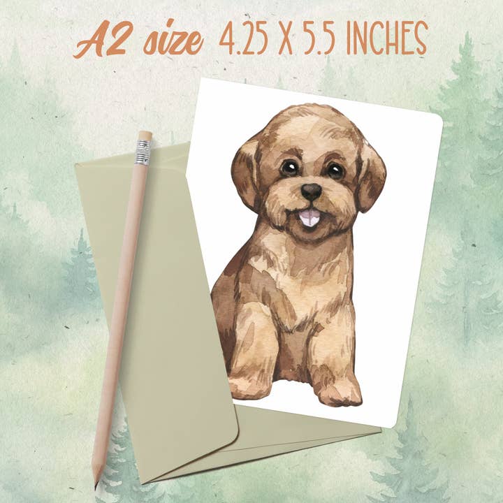 Biglietto di auguri con barboncino giocattolo fatto a mano per la vendita all'ingrosso da parte di Soul Familiar