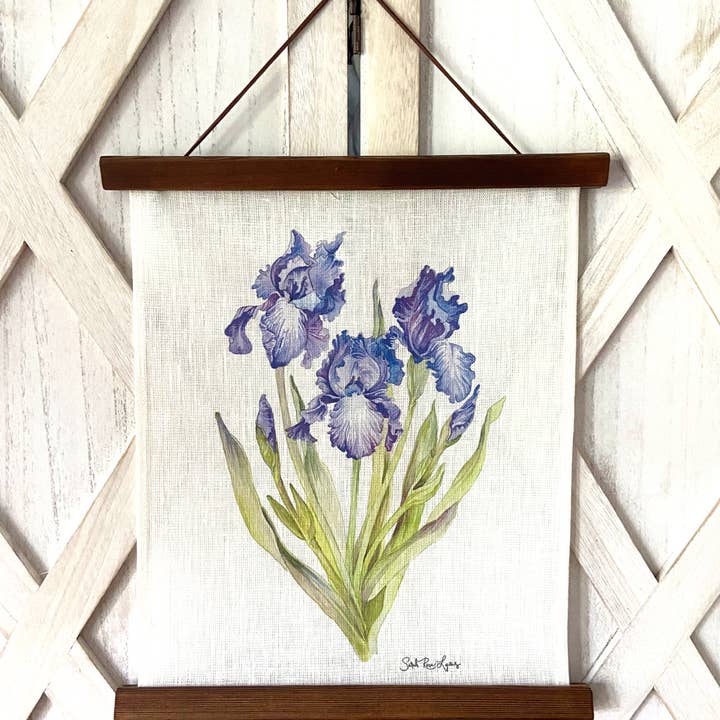 Impresión artística en acuarela sobre lino de Iris Sisters, enmarcada para venta al por mayor de Sarah Rose