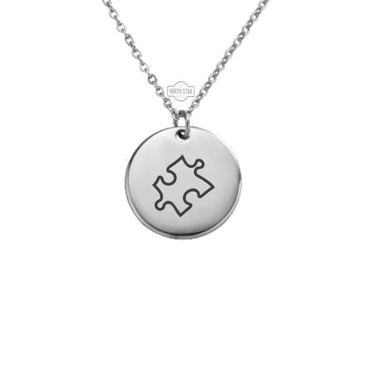 North Star Rustics - Wholesale Pendant/Charm Necklace - Puzzle Piece Necklace - Autism Awareness Gold or Silver Gift