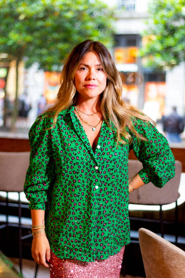 LeJu – wholesale Buttoned-down shirt – Women's – Leopard Green Shirt0