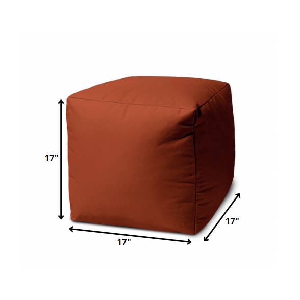 Greenwestons - Wholesale Pouf - Dark Amber Rust Solid Color Pouf Ottoman 17" - Cube Ottoman