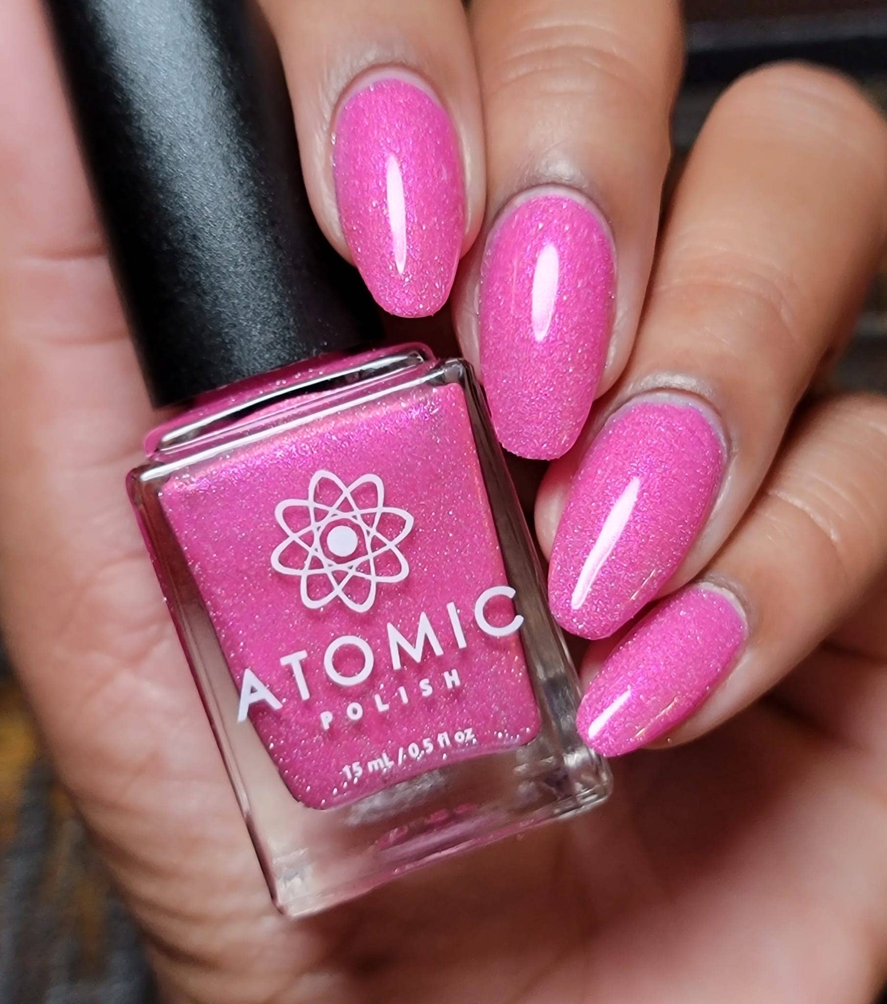 Atomic Polish - Wholesale Nail Polish - Glucose Pink Nail Polish with Silver Glitter13