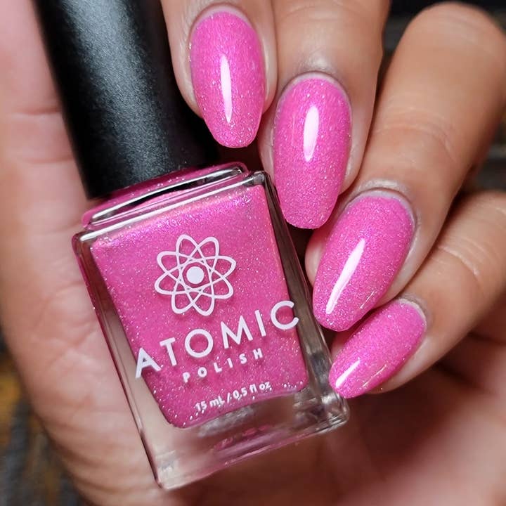 Atomic Polish - Wholesale Nail Polish - Glucose Pink Nail Polish with Silver Glitter13