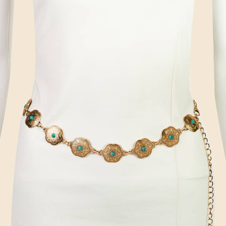 Western kettingriem met florale Disc voor wholesale door Anarchy Street