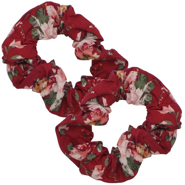 Set of 2 Small Floral Cotton Scrunchies for Girls & Women, Hair Accessories for Ladies & Girls, Hair Bobble, Hair Band Scrunchie for wholesale by Topkids Accessories