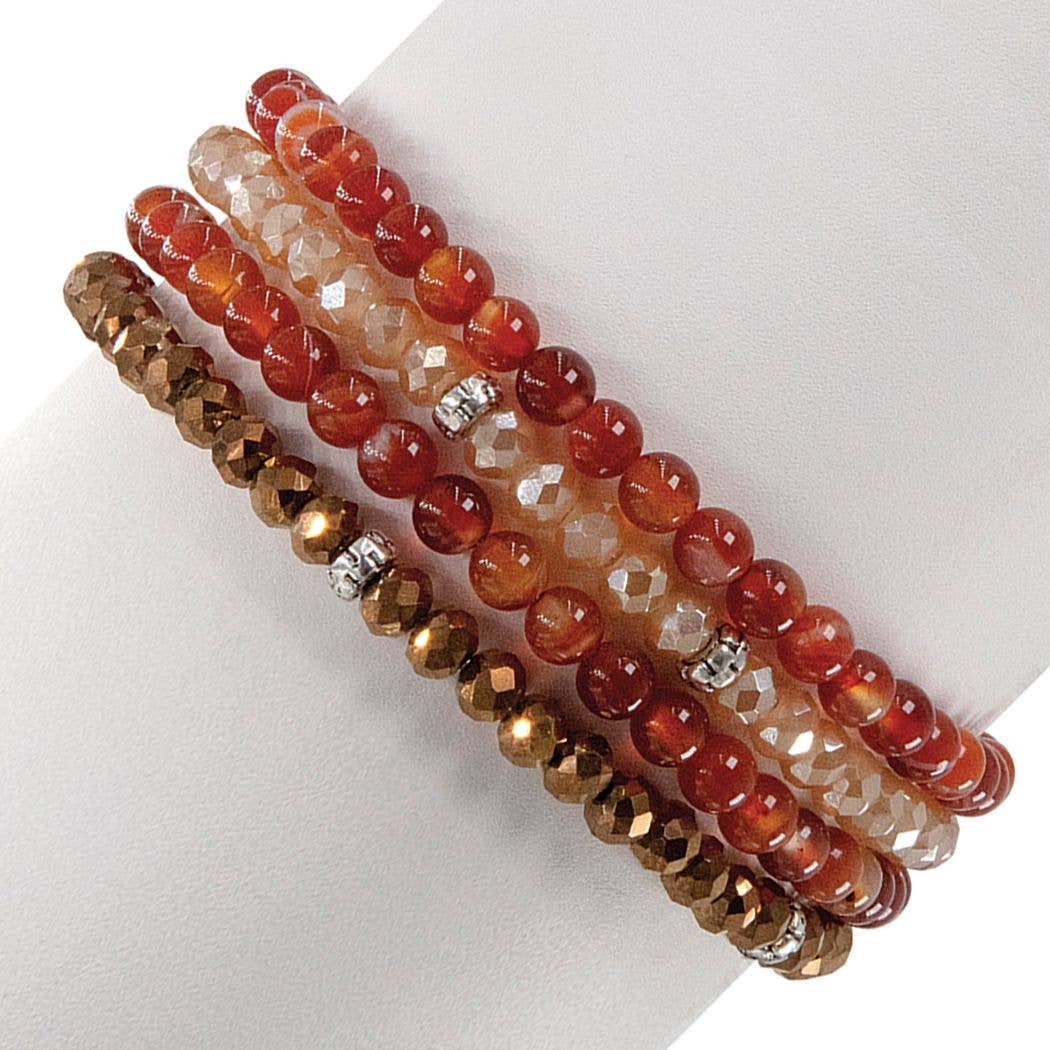 My Fun Colors - Wholesale Beaded Bracelet - Gemstone + Crystal Bead Stretch Bracelets, Set4 | 24 Styles!12