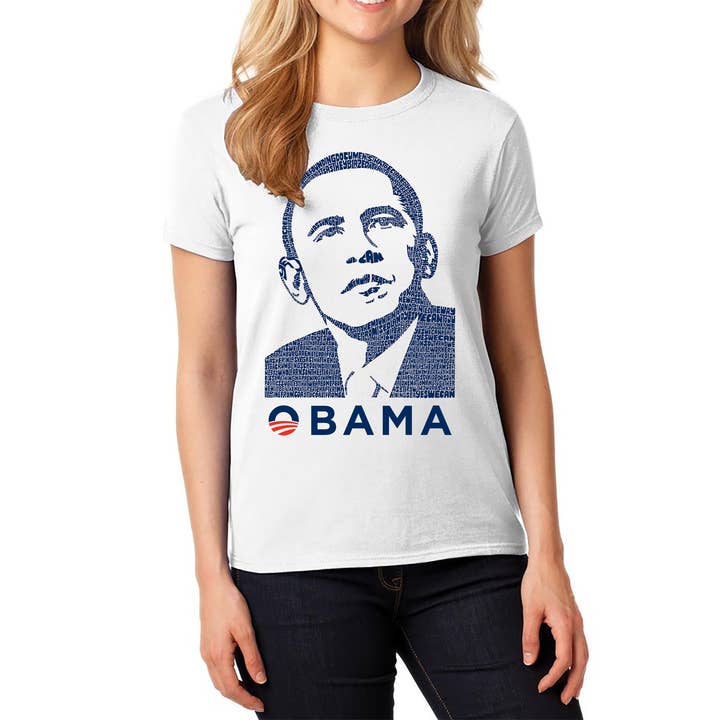 LA Pop Art T-Shirt Femme Word Art - Obama pour la vente par LA Pop Art