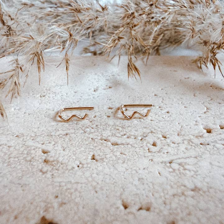 Tiny Zig Zag Gold Ear Climbers for wholesale by Cecelia Designs Jewelry