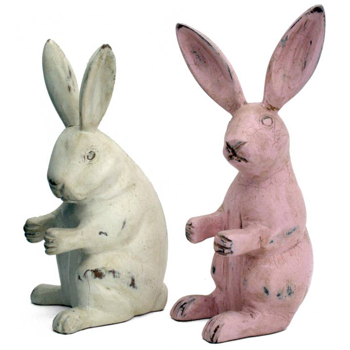 Set of 2 Bamboo Root bunnies for wholesale by Modern Eastern by Contrast Inc.