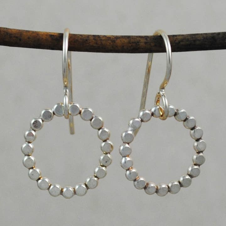 Cameron Kruse Designs - Wholesale Dangle Earrings - Small Beaded Circle Earrings - Gold-Filled0