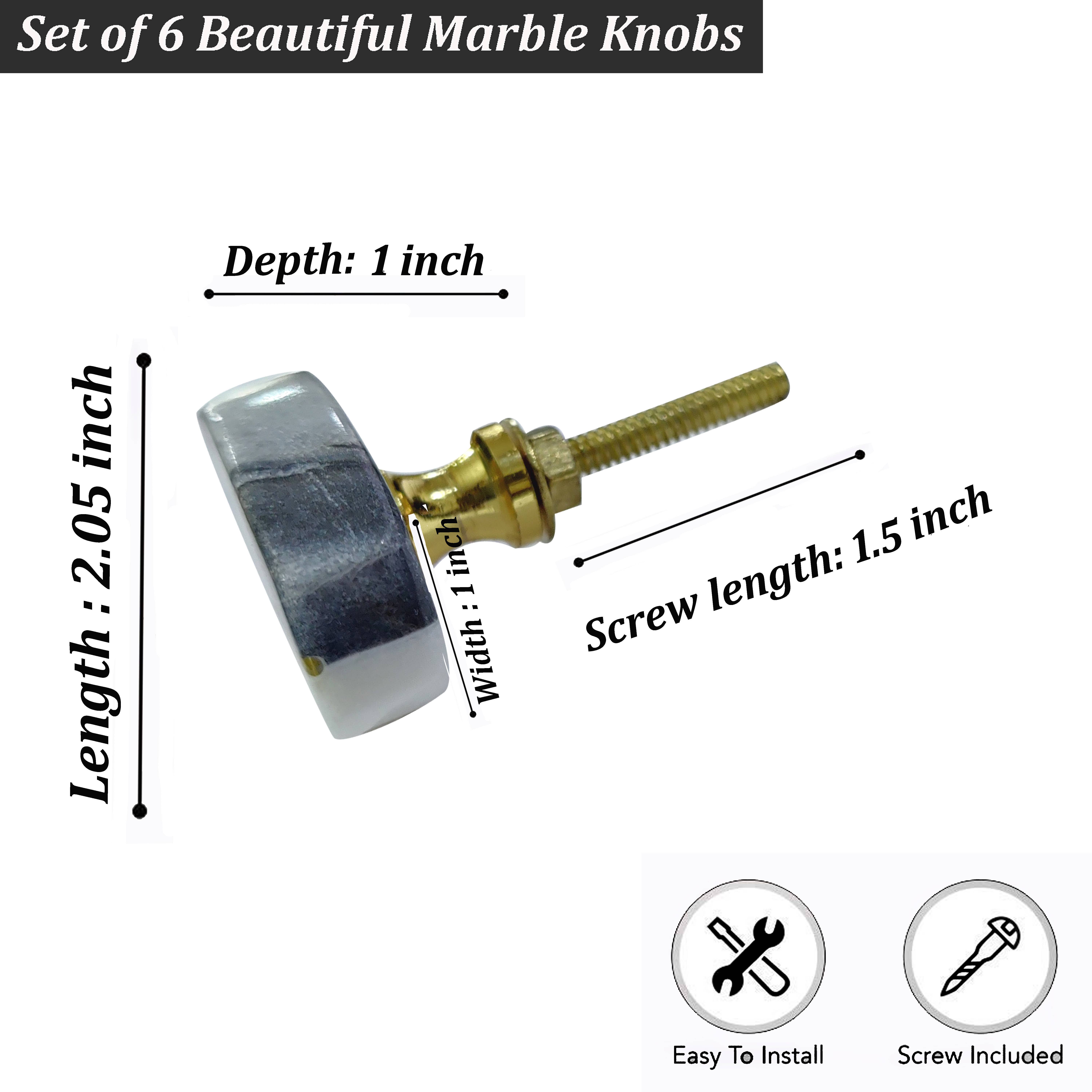 Perilla Home – wholesale Knopp/Handtag – Adore svart marmor knopp (uppsättning av 6)4