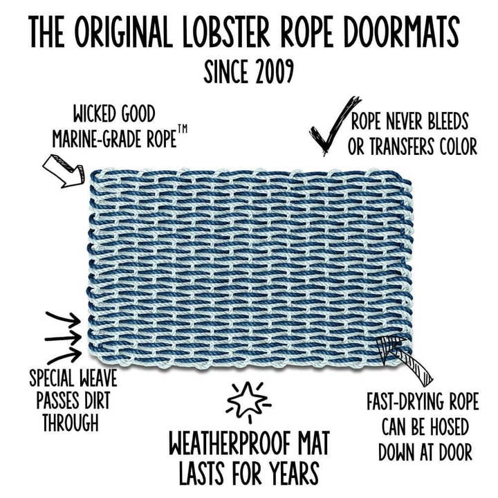Wicked Good Doormats - Wholesale Door Mat - Lobster Rope Outdoor Doormat: Black with Sand Stripe