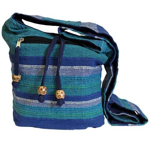 Ancient Wisdom - Wholesale Crossbody Bag - Women's - Nepal Sling Bag - Blue Rivers1