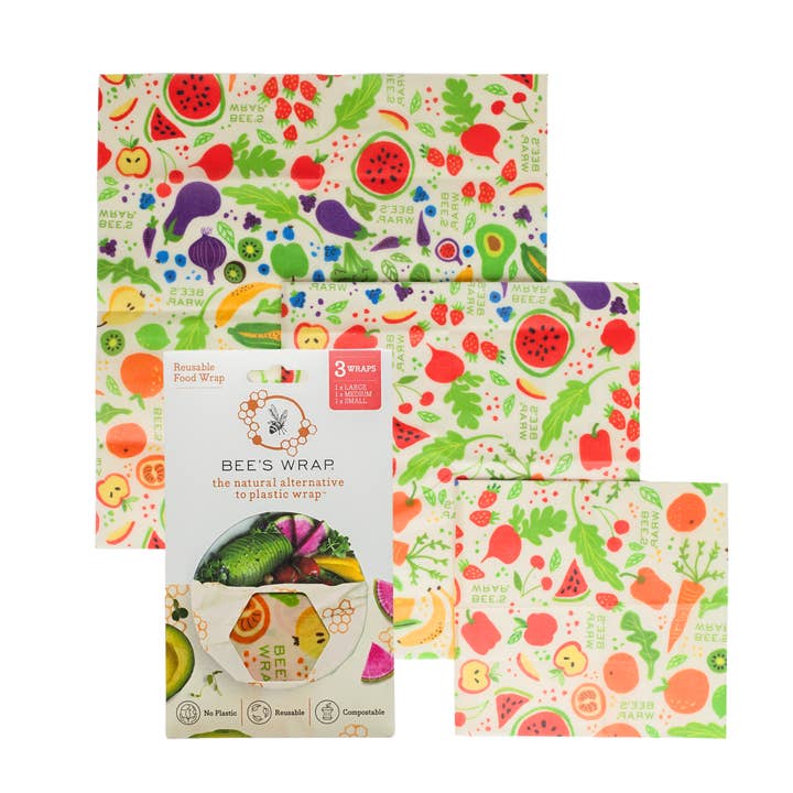 Bee's Wrap - Wholesale Food Storage Wrap/Bag - Assorted 3 Pack - Garden Party1