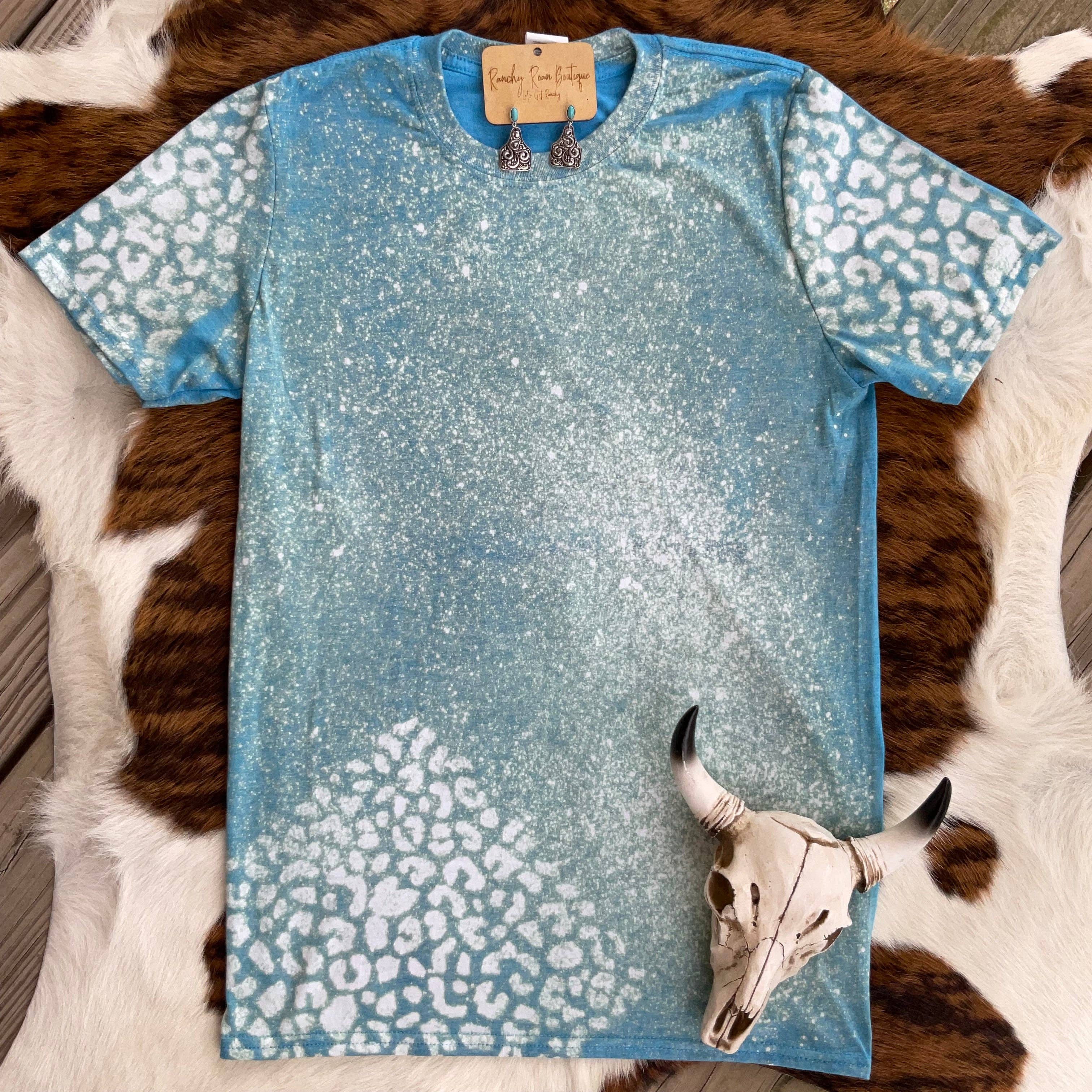 Ranchy Roan Boutique - Wholesale Sublimation Blank T-Shirt - Women's - Stenciled Bleach Western Blank Tee2