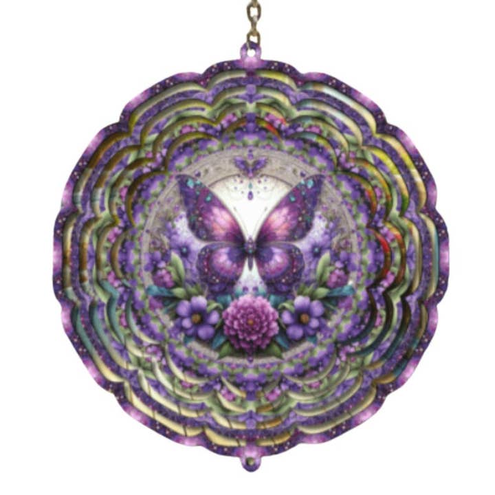 Purple Butterfly Wind Spinner, Summer Decor, Mother's Day, Mom Gift for wholesale by Uniquely Designed By Rebecca