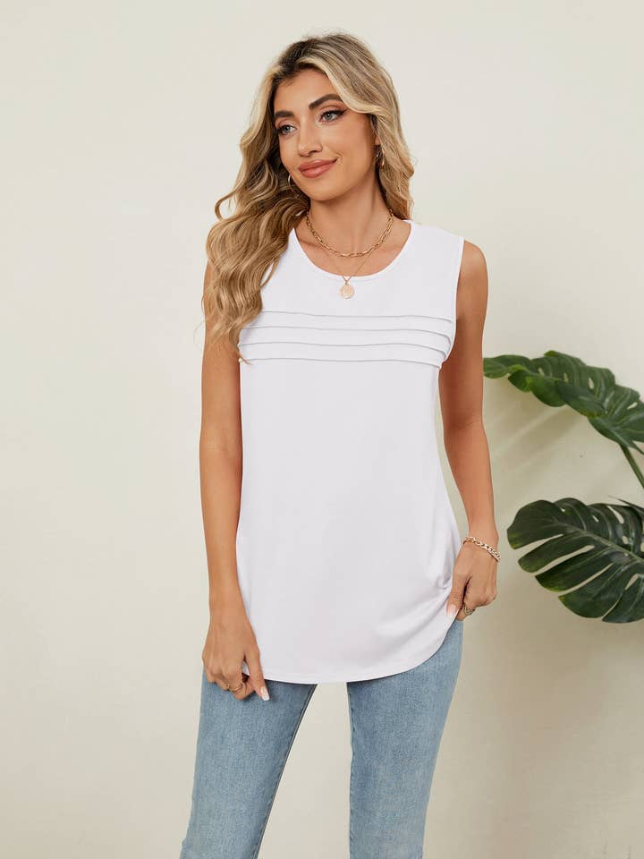 Lovesoft - Venta al por mayor Camiseta sin mangas - Mujer - Camiseta sin mangas de cuello redondo de ajuste holgado y color sólido14
