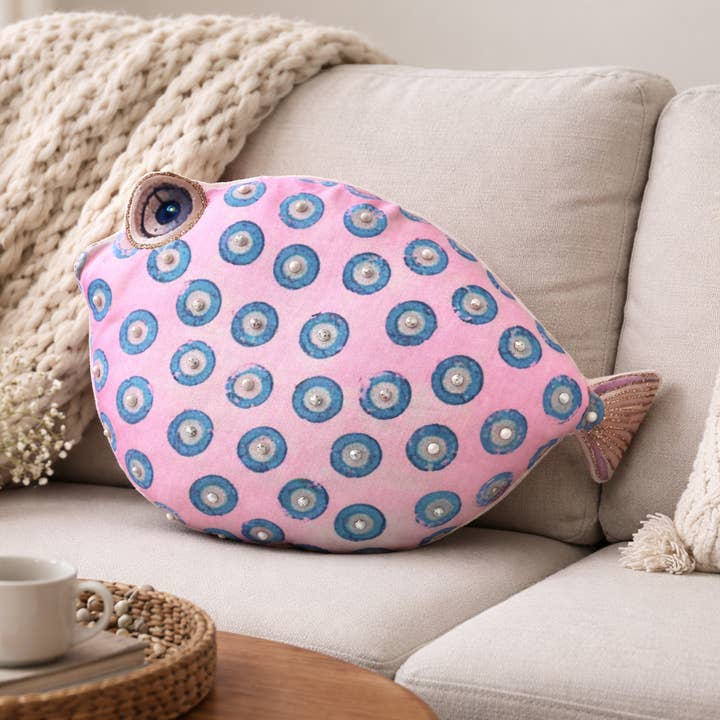 Plush Fish-Shaped Decorative Pillow_Pink for wholesale by IPNG Design
