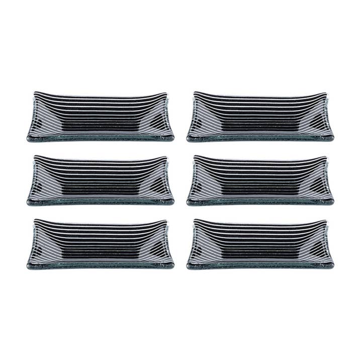 Vaisselle en verre 4,25" x 2,5" x h:0,5" 1 oz. Ramequin rectangulaire en verre noir (Ensemble de 6) pour la vente par TURGLA HOME