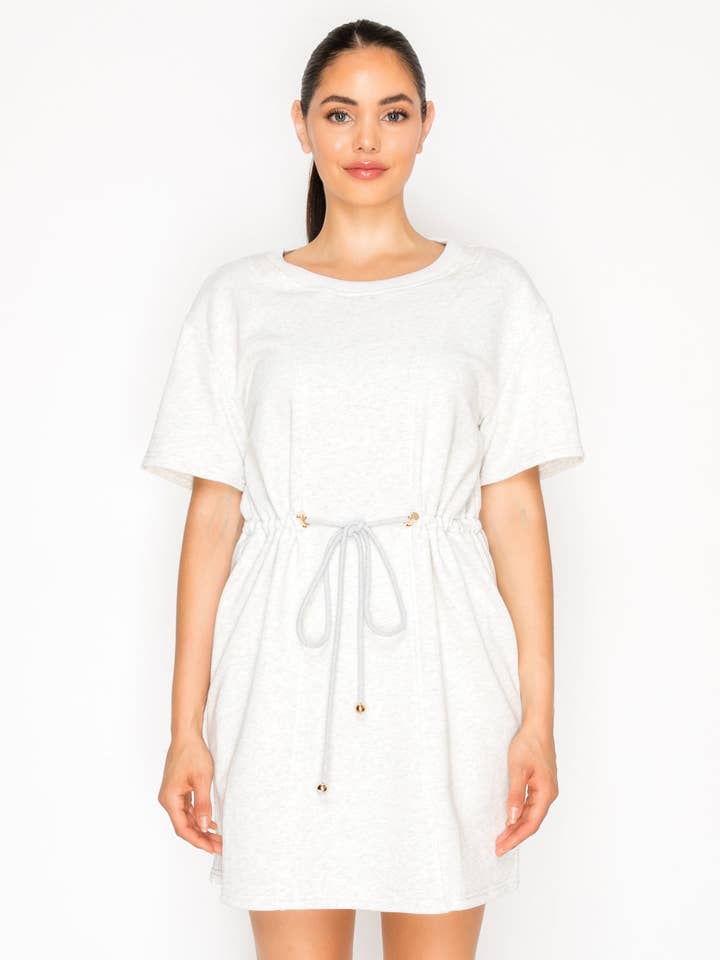 Grey French Terry Short Dress for wholesale by Meet me in Santorini