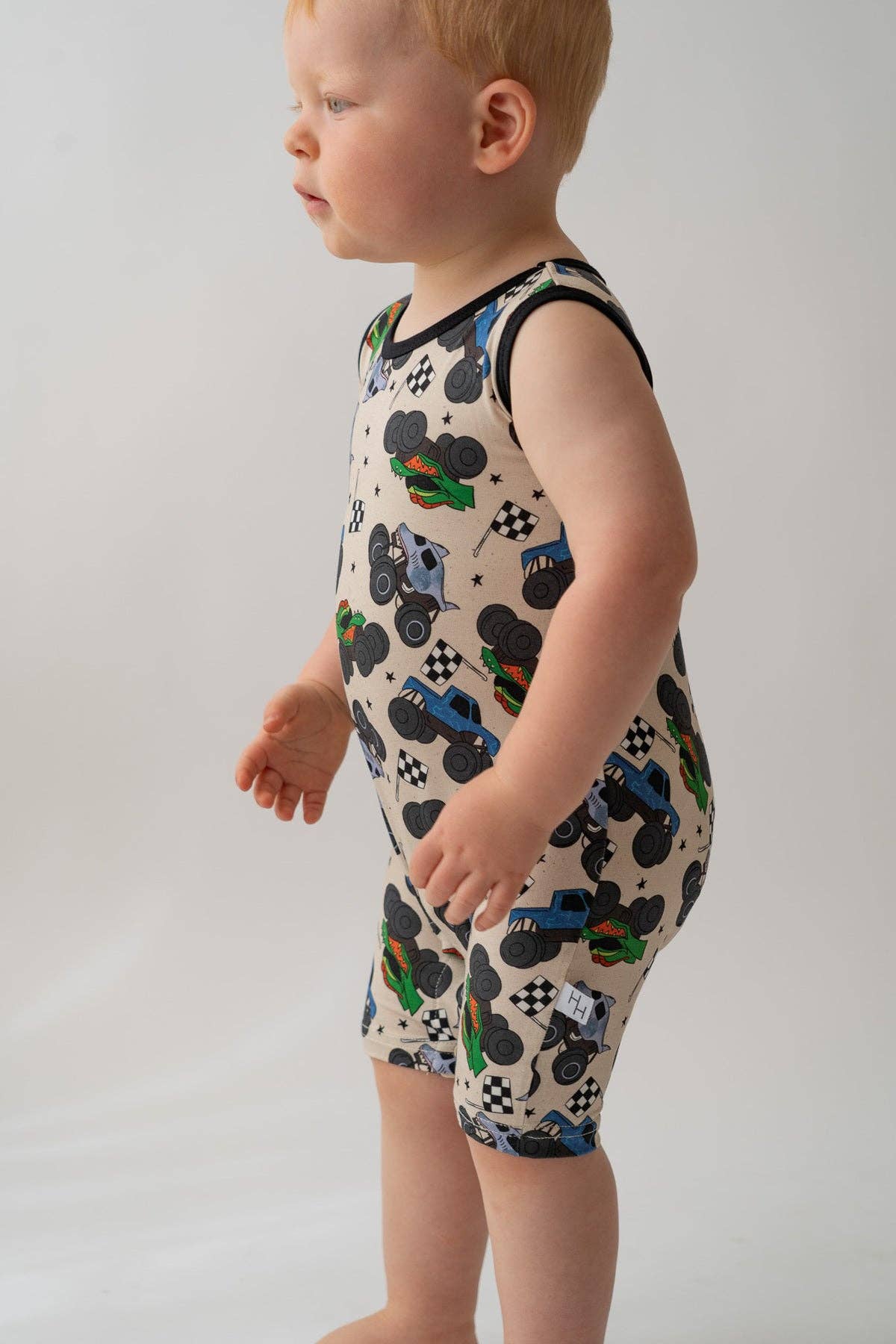 House of Henry – Großhandel Strampler – Baby – Monster-Truck-Shorty-Tank-Overall1