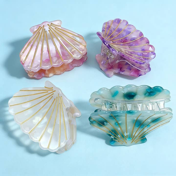 ACCITY - Wholesale Hair Clip - Women's - 2" Small Shell Hair Claw Clip for Back Hair_CWAHA06533