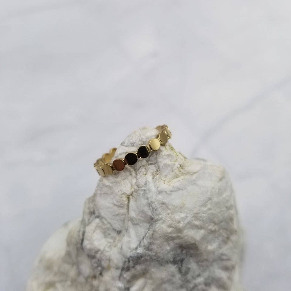 The Pretty Jewellery - Wholesale Band/Stacked Ring - 18K Gold Filled Coin Hammered Disc Stacking Ring