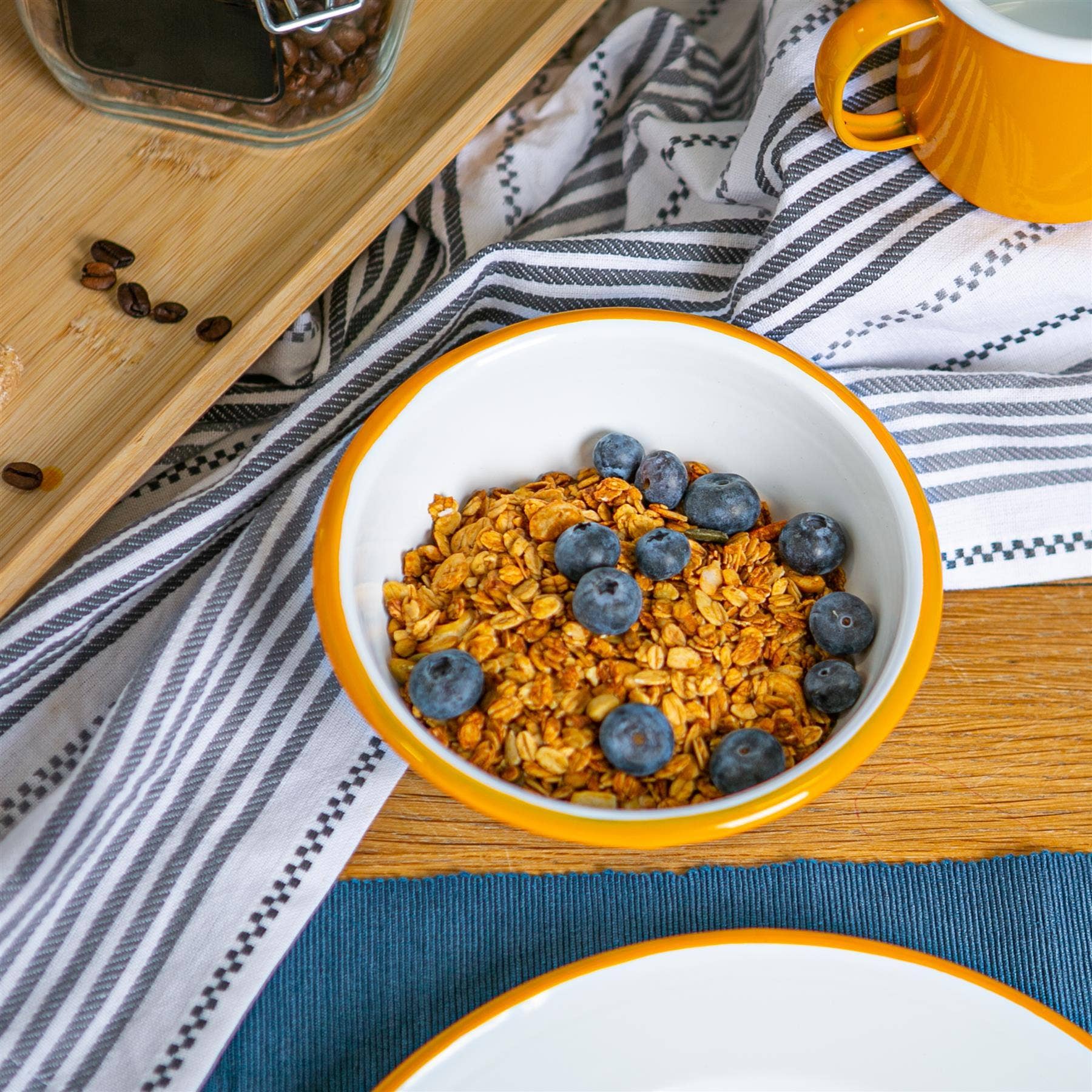 Rinkit Ltd – wholesale Bowl – Argon Tableware White Enamel Bowl - 16cm - Yellow1