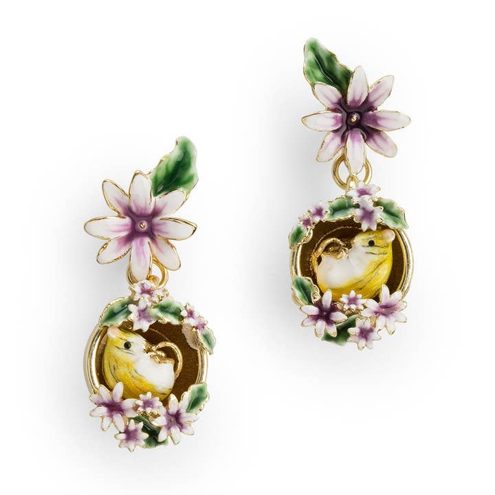 Björnbärsmus i krukväxt örhängen för wholesale av Bill Skinner