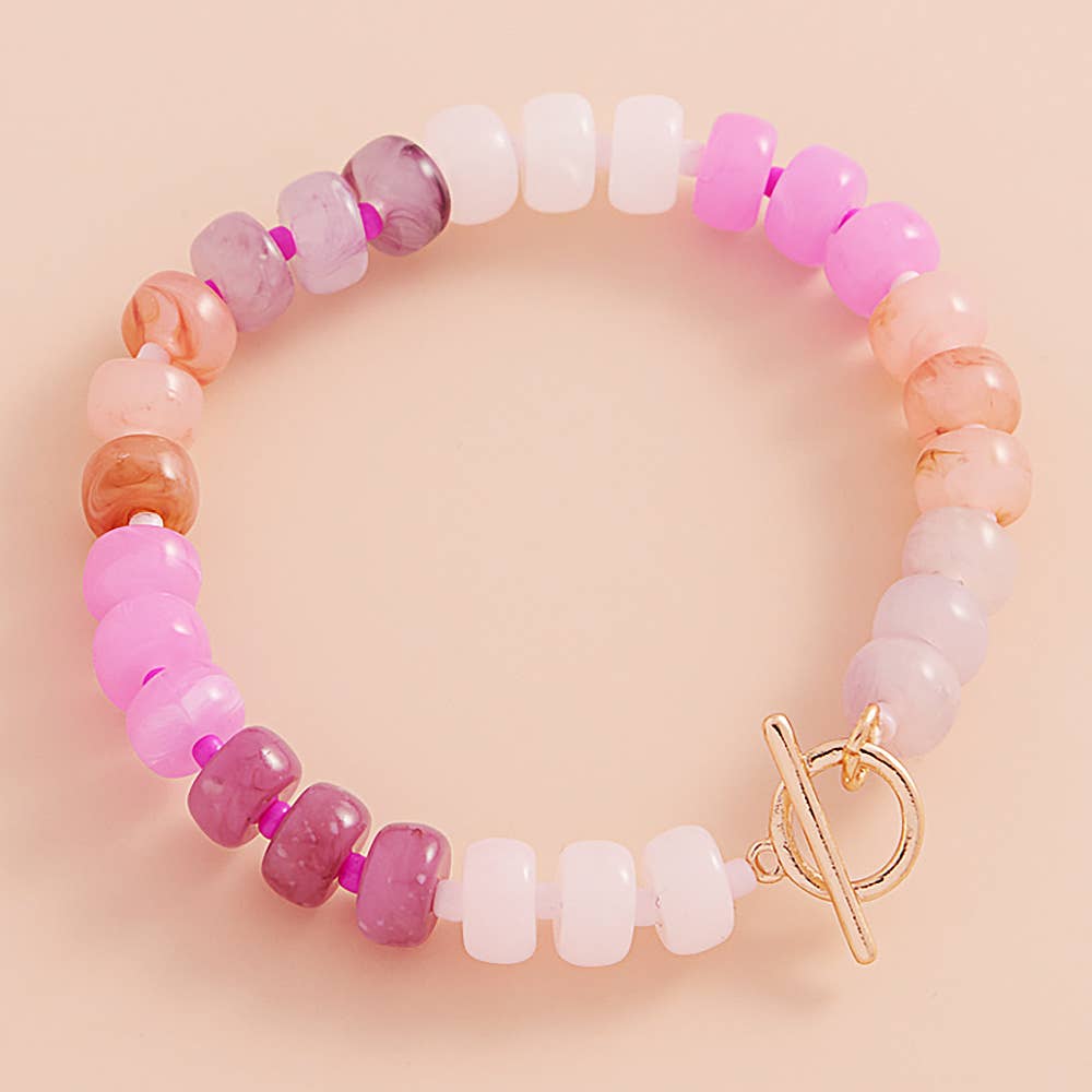 Sensibling Corp. - Wholesale Beaded Bracelet - Ombre Flat Round Shaped Beads Stretch Bracelet
5