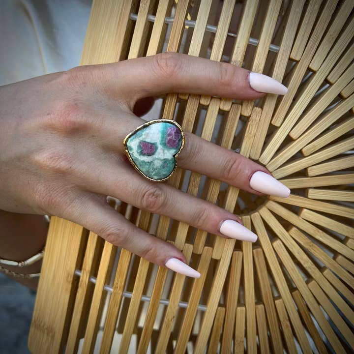 Atra Nova By Sheila B. - Wholesale Cocktail/Statement Ring - Heart shaped ruby zoisite ring