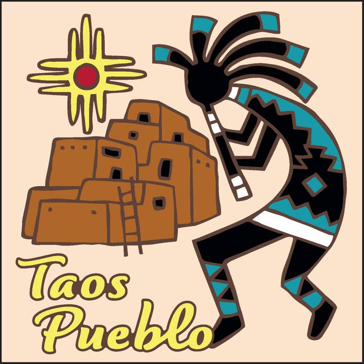 Earthtones Tile - Wholesale Wall Tile - Taos Pueblo Kokopelli with Adobe Tile (9211A)