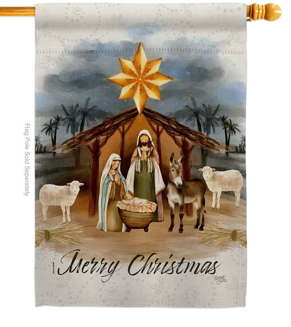 Two Group Flag Co - Wholesale Flag - Birth of Jesus Wintertime Nativity Christmas Decor Flag1