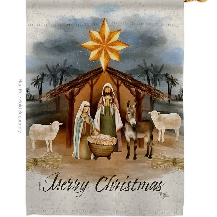 Two Group Flag Co - Wholesale Flag - Birth of Jesus Wintertime Nativity Christmas Decor Flag1