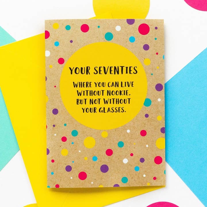 Carte d'anniversaire humoristique pour 70e anniversaire — Je ne peux pas vivre sans vos lunettes pour la vente par BETTIE CONFETTI