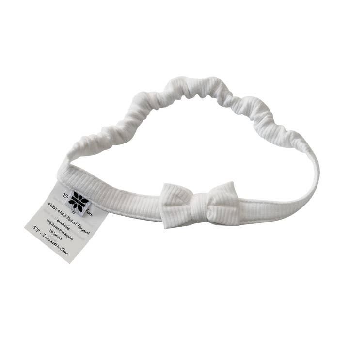 Diadema con Lazo Pequeño Blanco Puro para venta al por mayor de Sweet Bamboo