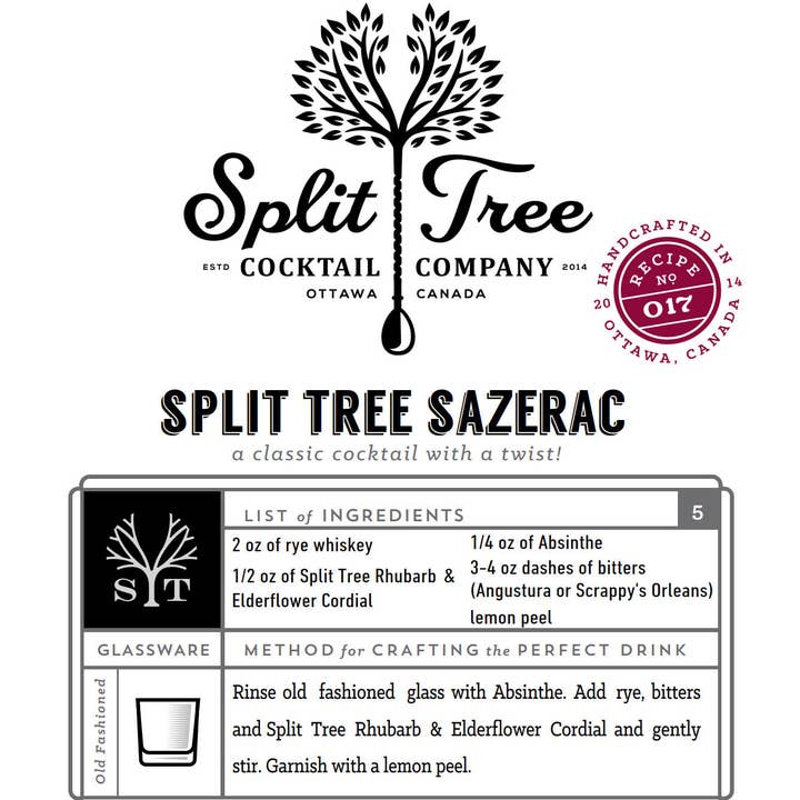 Split Tree Cocktail Co - Vendita all'ingrosso Mix/sciroppo per cocktail - Mix di cocktail cordiale al rabarbaro di sambuco
