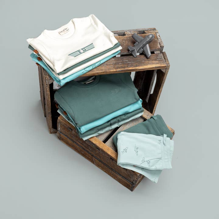 Pilot Club Baby Pants Airplane | Gray Mist for wholesale on Faire2