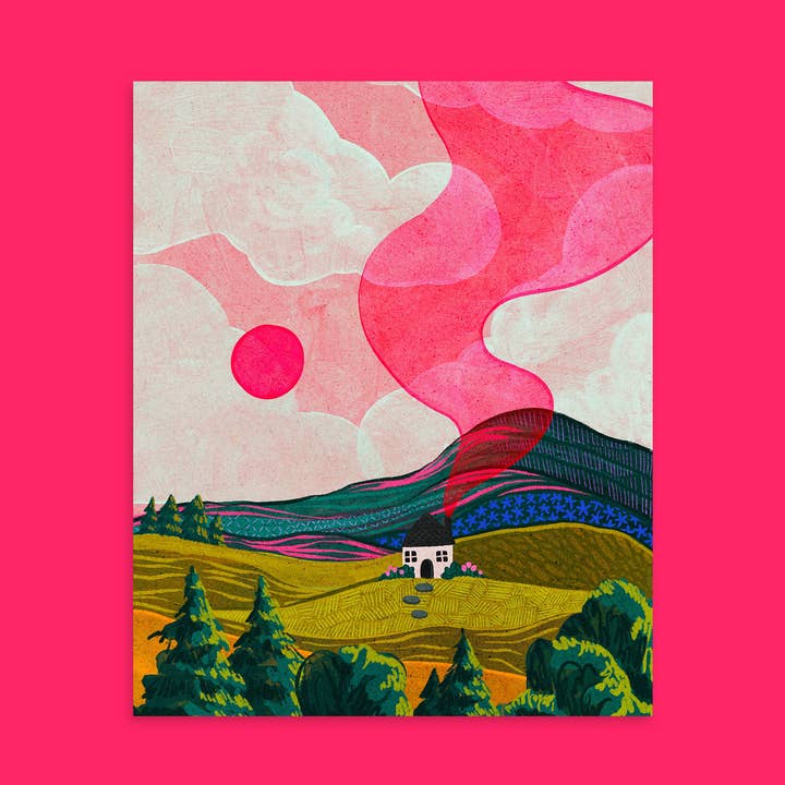 Dreamscape Cottage Illustrated Studio Art Print for wholesale by Scandinative