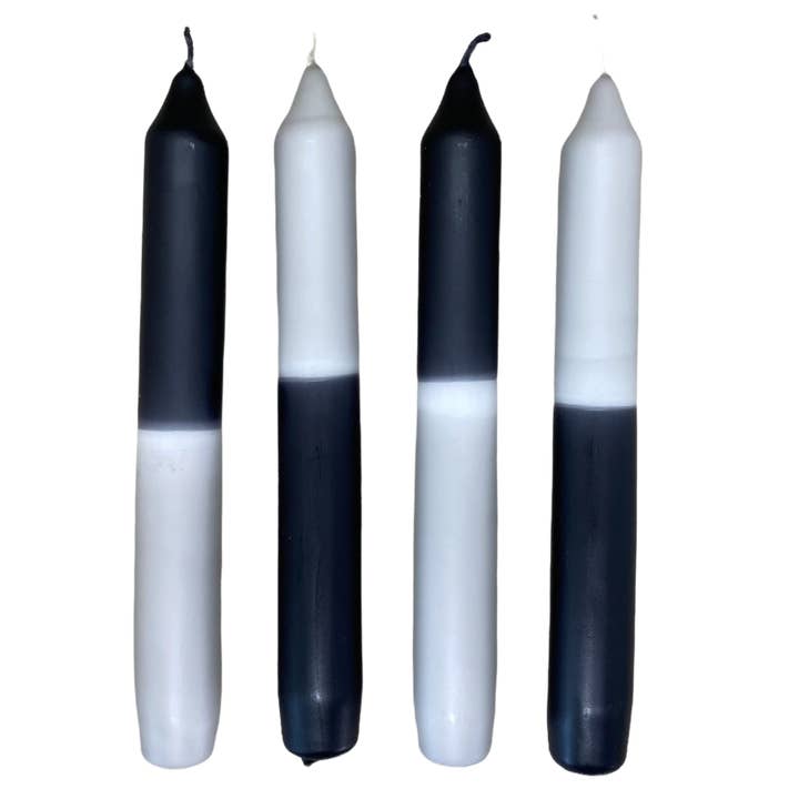Dipdye stick candles 19 cm grey/black set of 4 for wholesale by DIPDIP candles