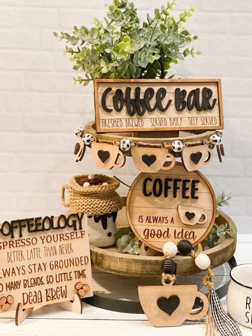 Coffee Bar Tier Tray Kit 5 Pcs for wholesale by Finding Farmhouse Crafts & More