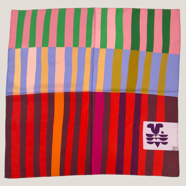 Red Colorblock Scarf 100% Silk for wholesale by Voyager Silk