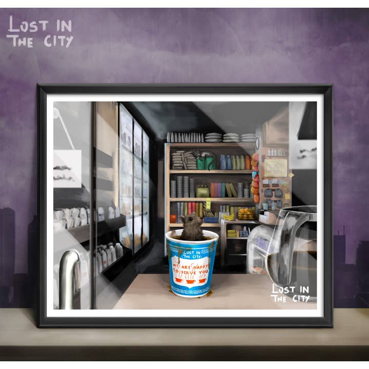 Santi of all Trades - Wholesale Art Print - Bodega Coffee Rat Print | Lost in the City