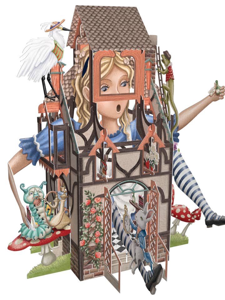 3D POPUP ALICE IN WONDERLAND GREETING CARD PAPER D'ART for wholesale by Notes & Queries, Inc.