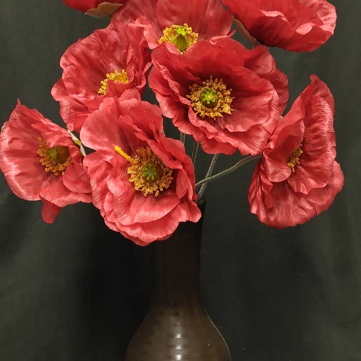 Gary's Wholesale - Wholesale Artificial Flowers - Poppy Bush x 8 Red