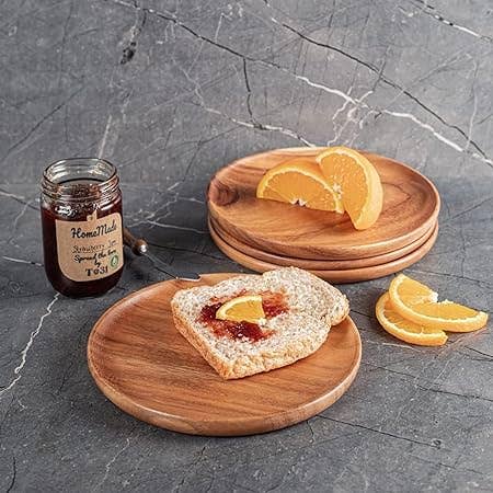 Gourmet opladerborden van acaciahout: voorgerecht, set van 4 voor wholesale door SiamMandalay