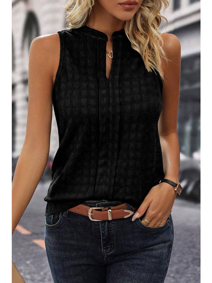 PRETTY BASH - Wholesale Tank Top - Women's - Checker Split Neck Tank Top