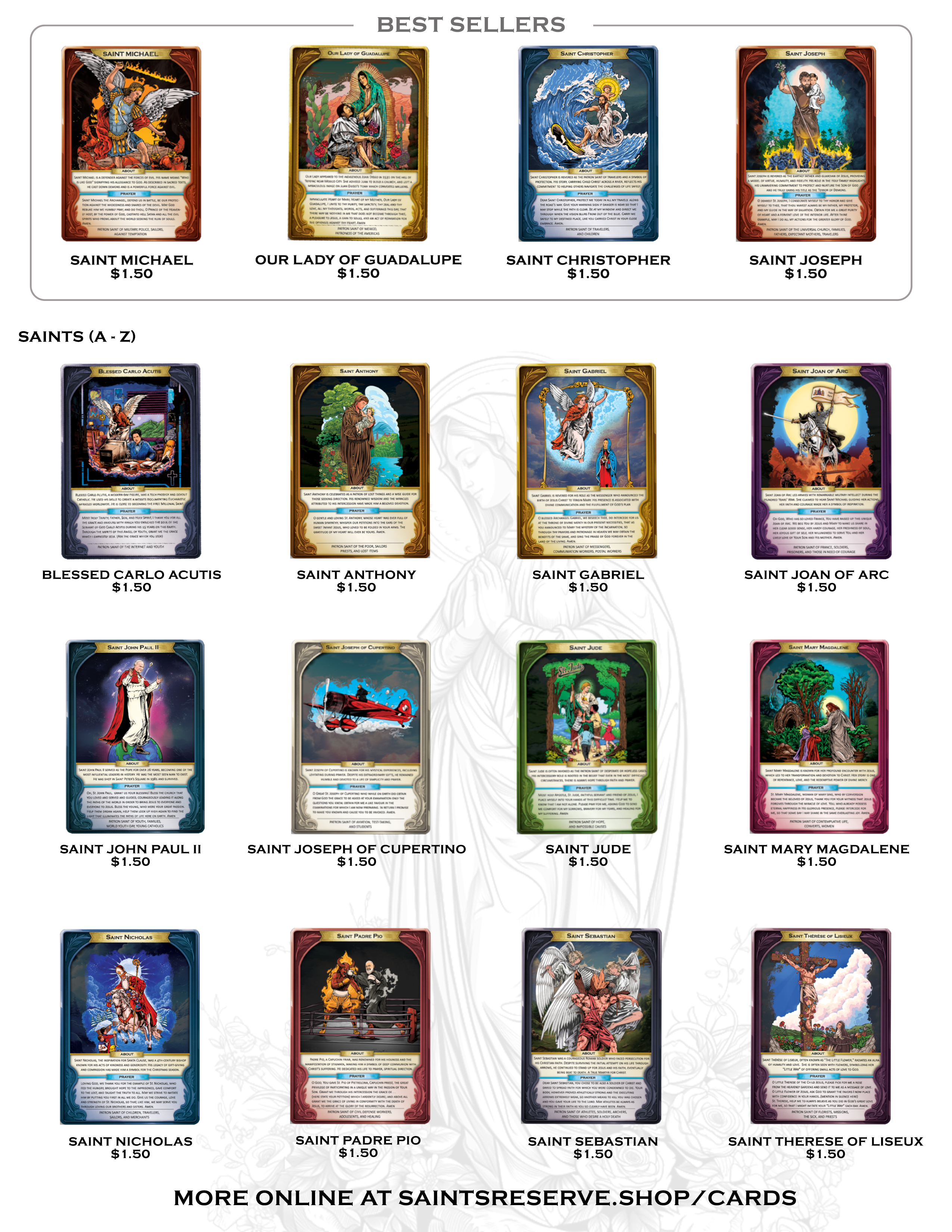 Saints Reserve – Großhandel Religiöse Grußkarte – Saints Reserve Holographische Gebetskarten4
