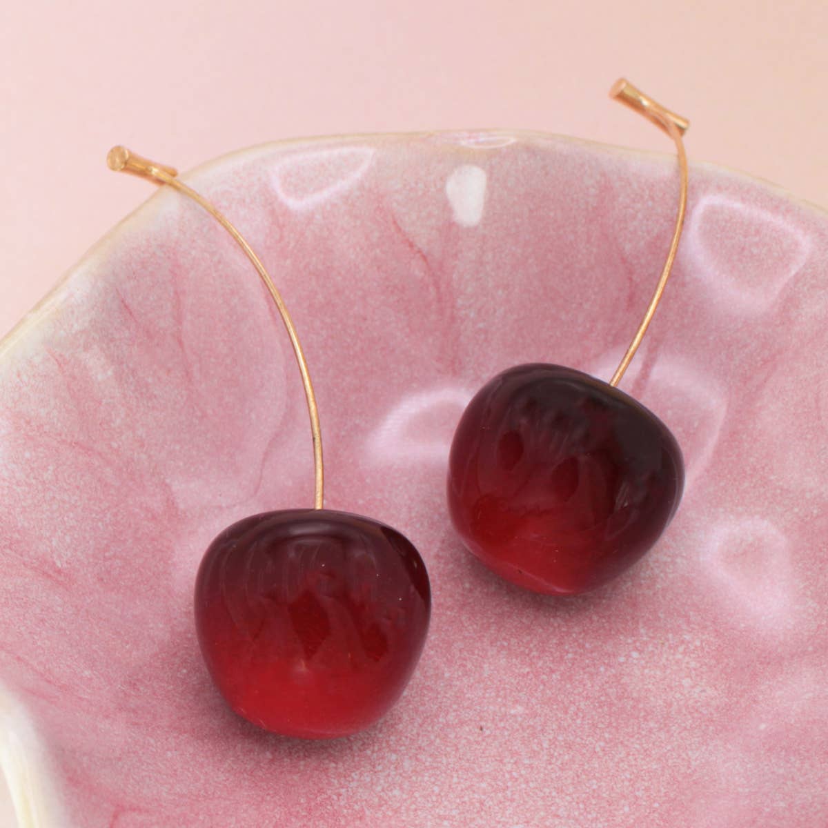 ZAD - Wholesale Dangle Earrings - Cherry, Cherry Nice! Deep Red Cherry Drop Earrings3