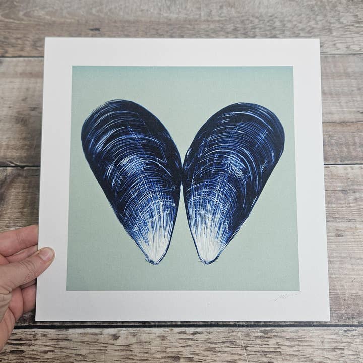 Mussel Shell Heart - Archival Quality Giclée Print for wholesale by Flotsam Prints